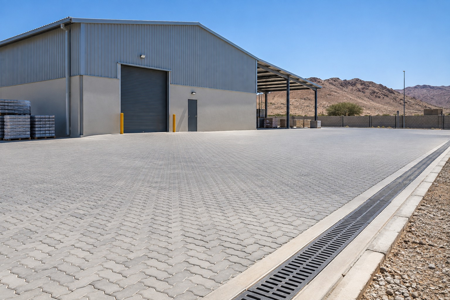 Warehouse paving and drainage for Dune Valley Logistics January 2025